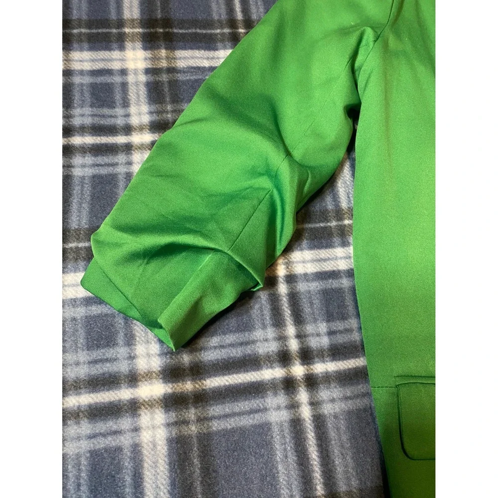 Freeme Womens‎ Green Ruched 3/4 Sleeve Open Front Blazer Jacket FRJ1258W Small